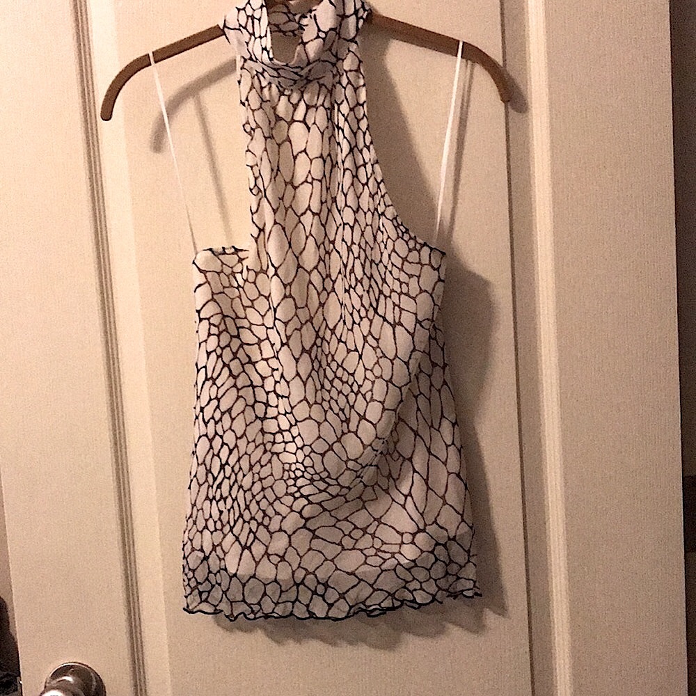 Lucy Agnes, Halter Top w/ Austrian Crystal Buttons (3) size Medium 100% Silk. - Picture 1 of 6